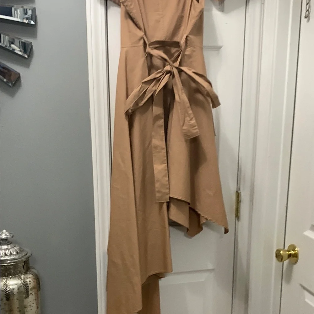Elegant Tan Off-Shoulder Dress by Hot and Delicious - Picture 10 of 10